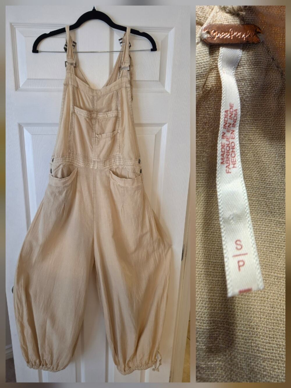 Free People Overalls SZ S Relaxed Barrel Balloon Tapered Utility Jumpsuit Boho